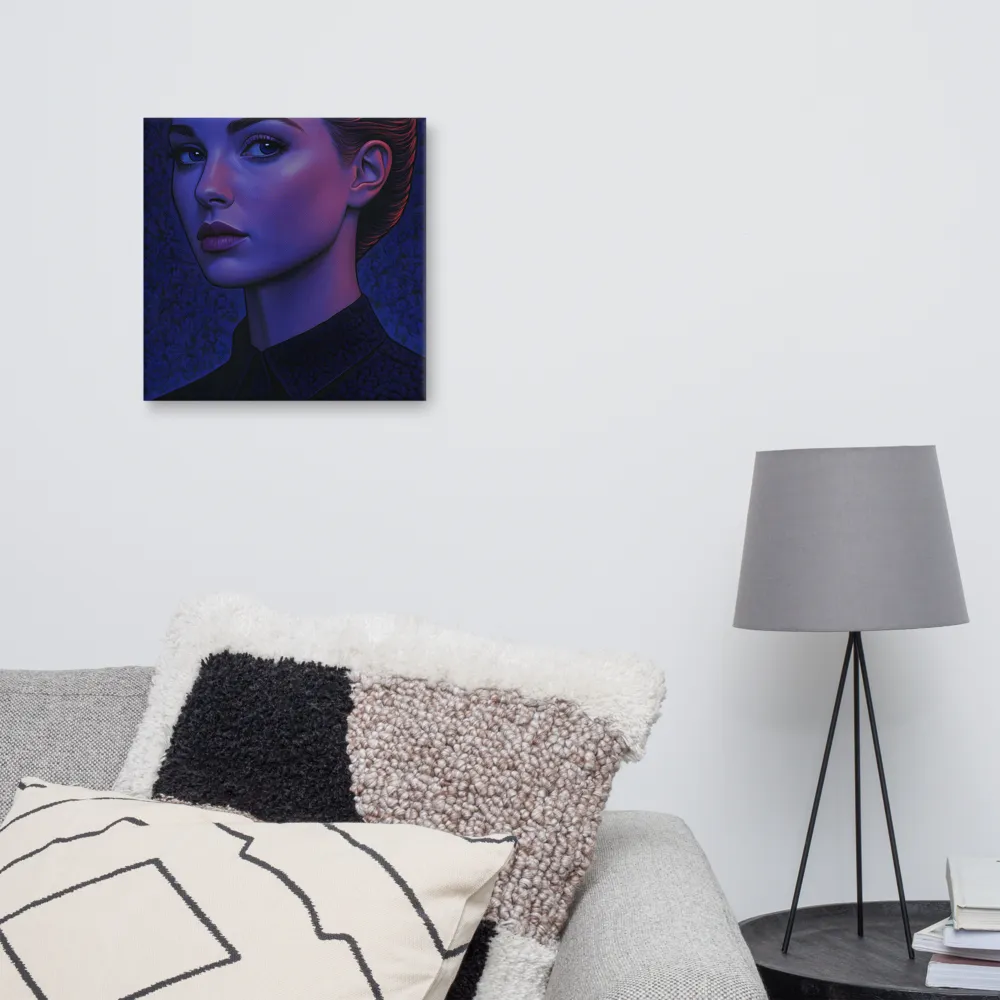 Ethereal Portrait in Blue and Red | Canvas | 16″×16″