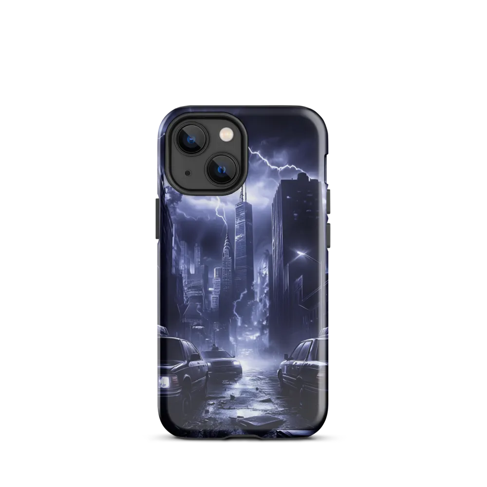 Stormy Cityscape: Shadows of the Night | Phone Case |  13 mini | Tough Case | Glossy
