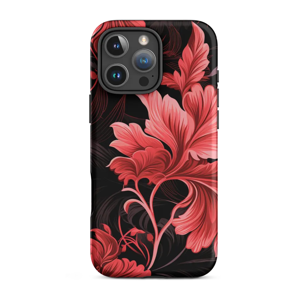 Tropical Elegance in Red | Phone Case |  16 Pro Max | Tough Case | Matte