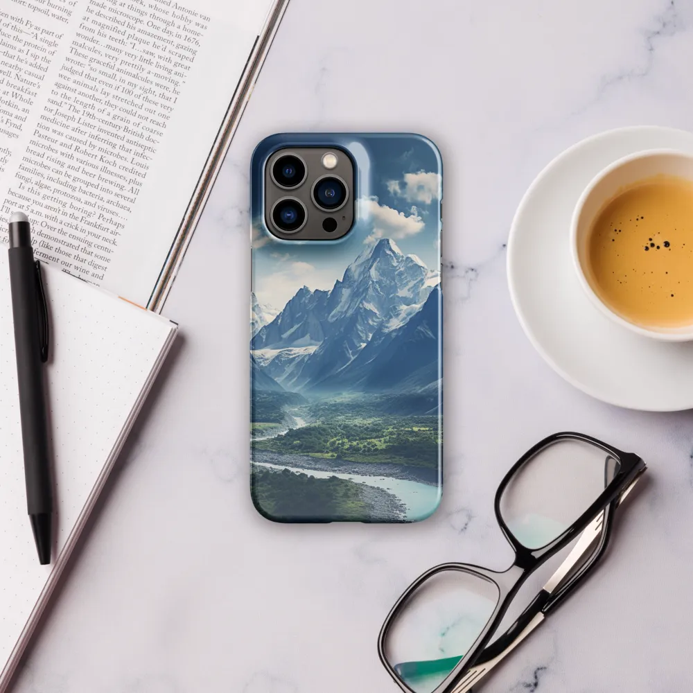 Majestic Serenity: A Landscape of Mountains and Rivers | Phone Case |  14 Pro Max | Snap Case | Glossy