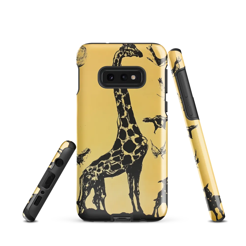 Whimsical Harmony of Giraffe and Birds