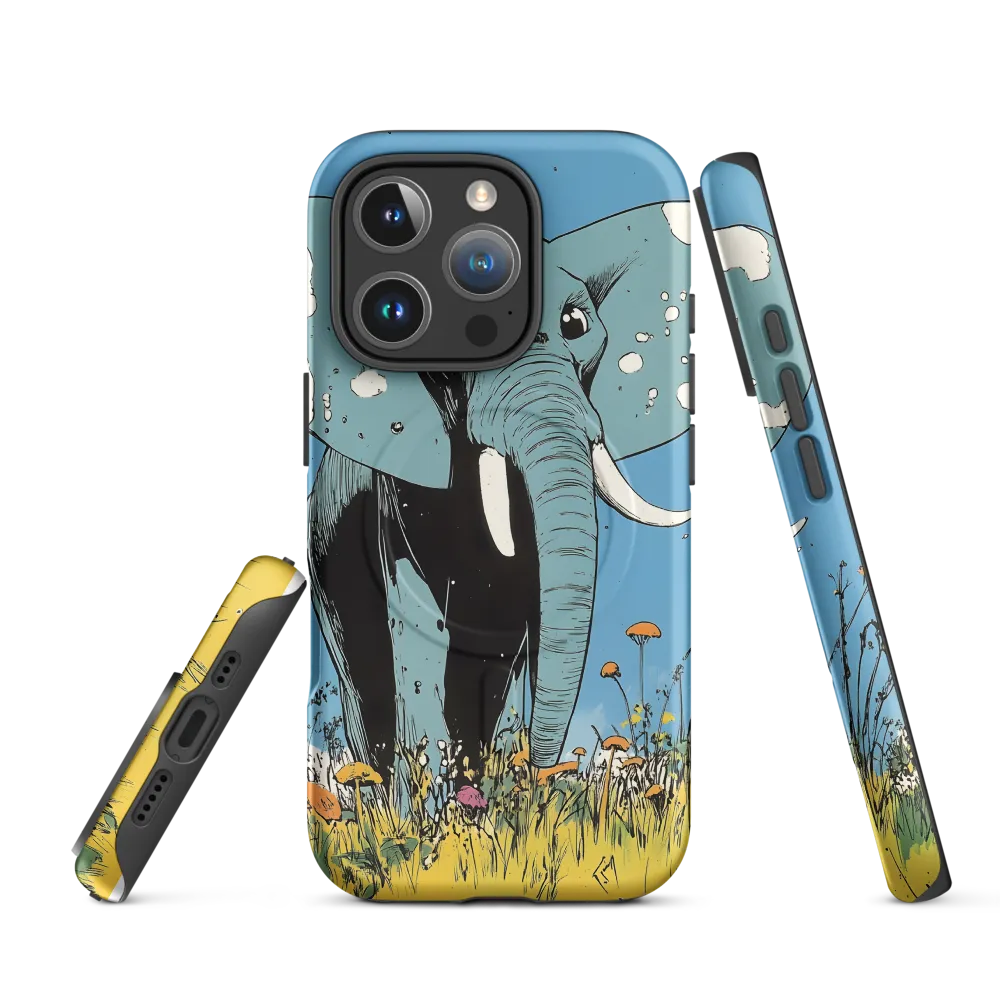Whimsical Blue Elephant in Bloom