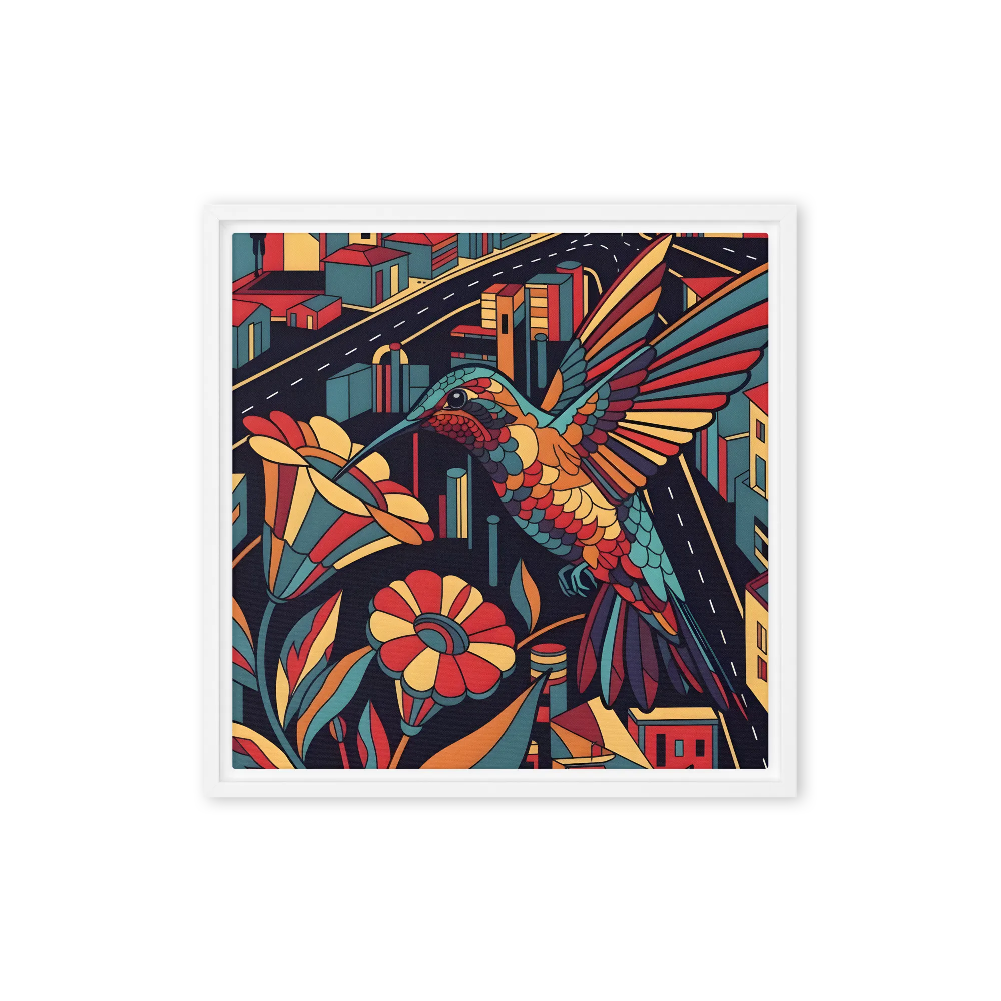 Urban Hummingbird 
 Canvas with White Frame