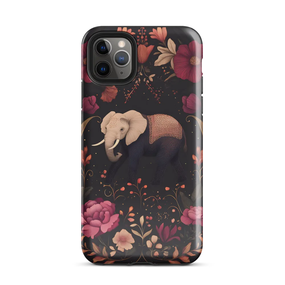 Whispers of the Wild: Elephants and Blooms | Phone Case |  11 Pro Max | Tough Case | Glossy