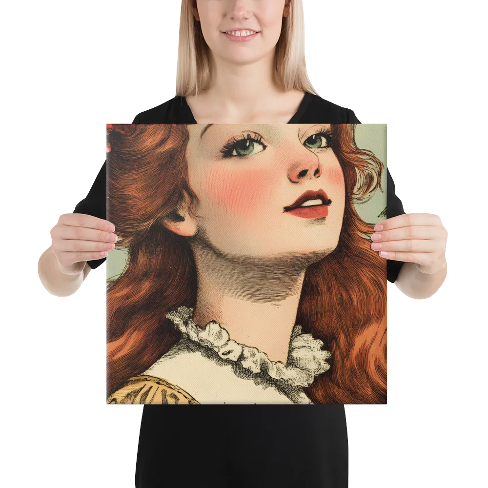 Whimsical Portrait of a Flower-Adorned Girl | Canvas | 16″×16″