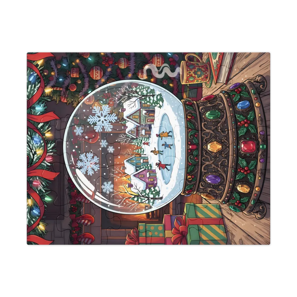 Fireside Snow Globe 
 Jigsaw Puzzle in Tin Box