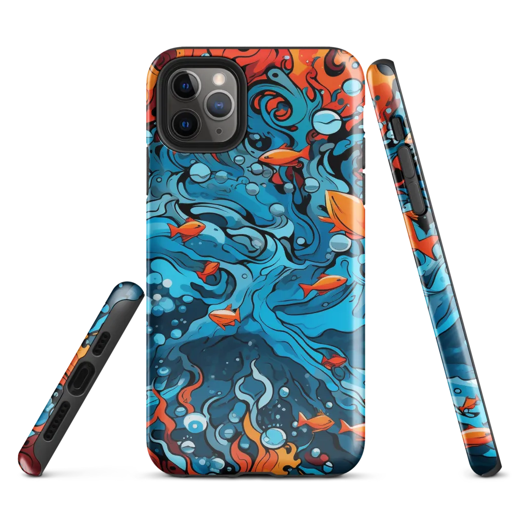 Fluid Harmony: Ocean and Flames | Phone Case |  11 Pro Max | Tough Case | Glossy