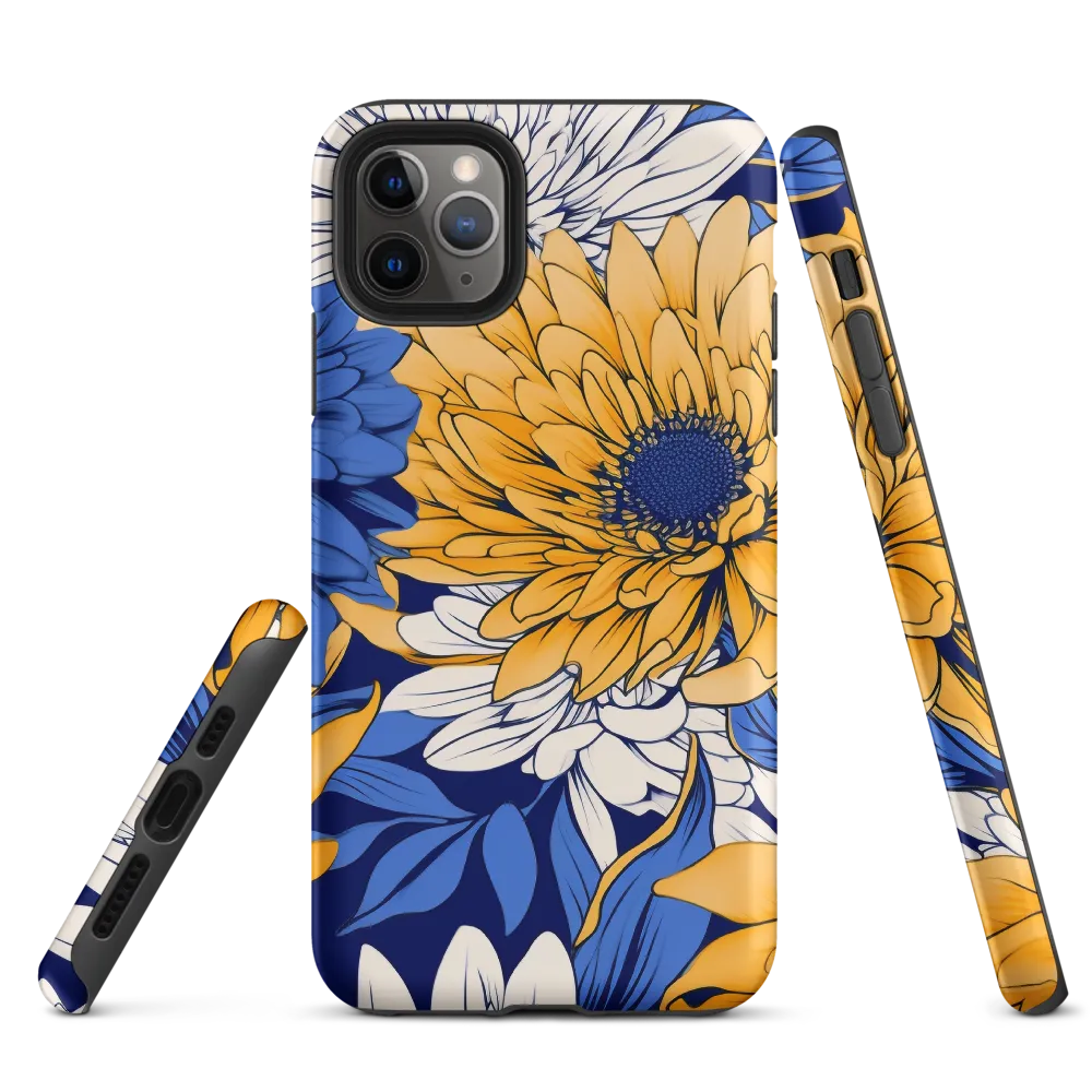 Floral Harmony in Blue and Yellow