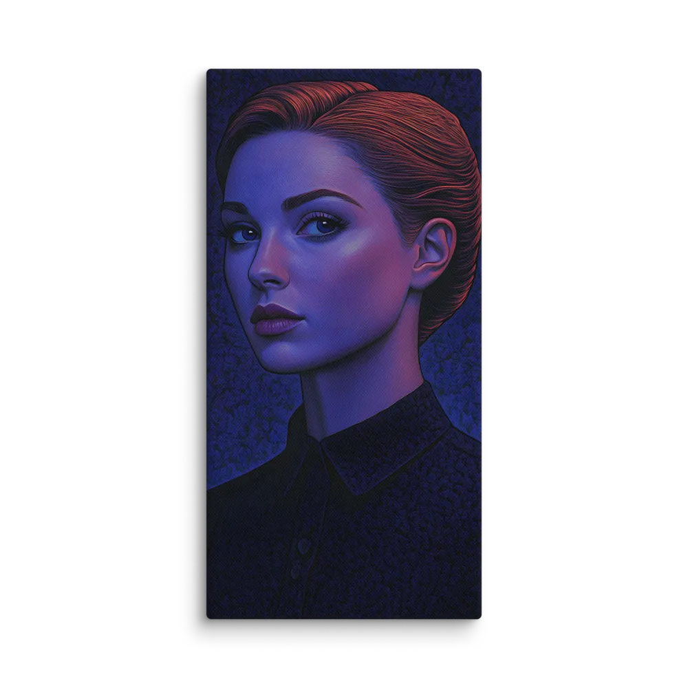 Ethereal Portrait in Blue and Red | Canvas | 10″×20″