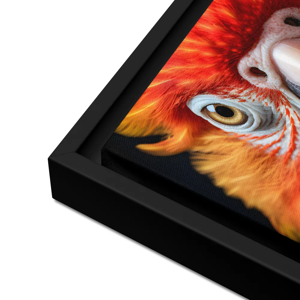 The Fiery Gaze of the Parrot | Canvas with Black Frame | 12″×16″