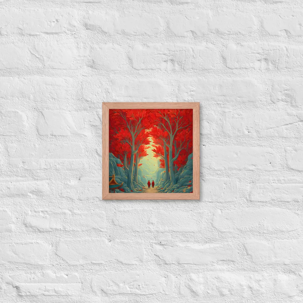 Crimson Grove 
 Poster with Red oak Frame | 10″x 10″
