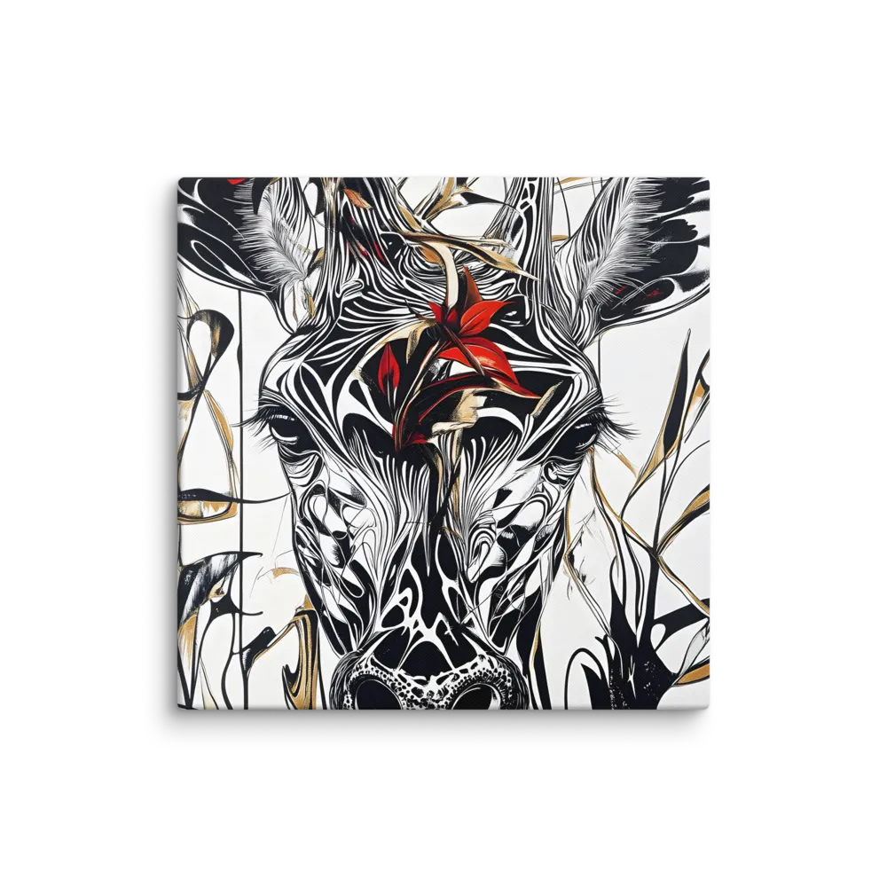 Floral Elegance: The Giraffe's Portrait | Canvas | 20″×20″