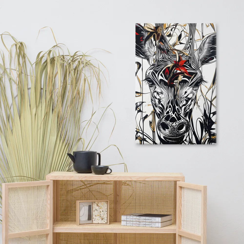 Floral Elegance: The Giraffe's Portrait | Canvas | 24″×36″
