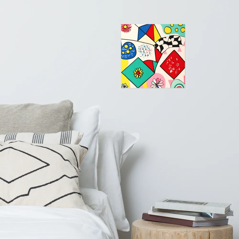 Joyful Geometry: A Playful Dance of Shapes and Colors | Poster | 14″×14″