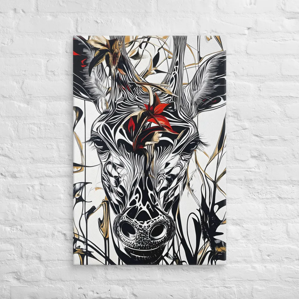 Floral Elegance: The Giraffe's Portrait | Canvas | 24″×36″