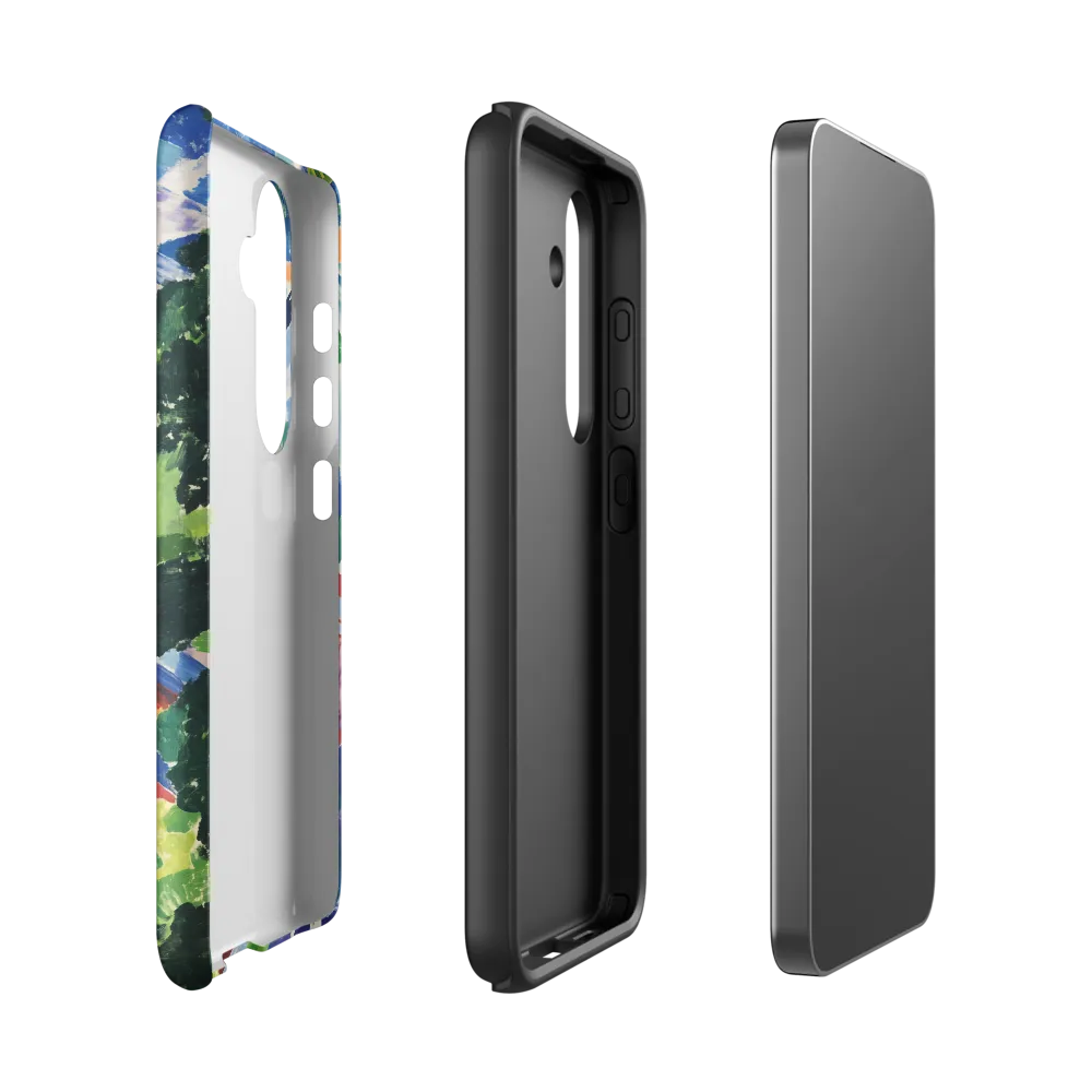 Elysium: A Soaring Figure Amidst Colorful Landscapes | Phone Case |  S24 | Tough Case | Matte