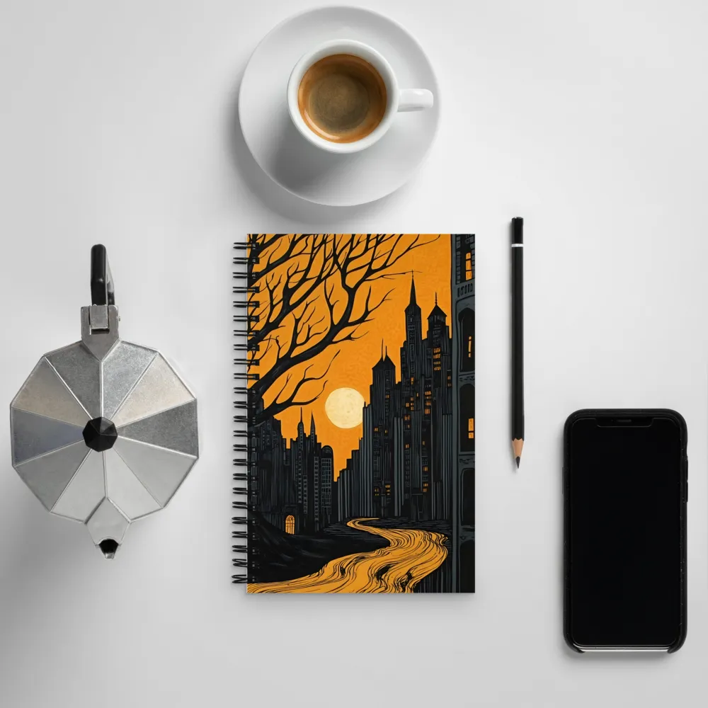 Eerie Cityscape: A Haunting Reflection | Spiral Notebook