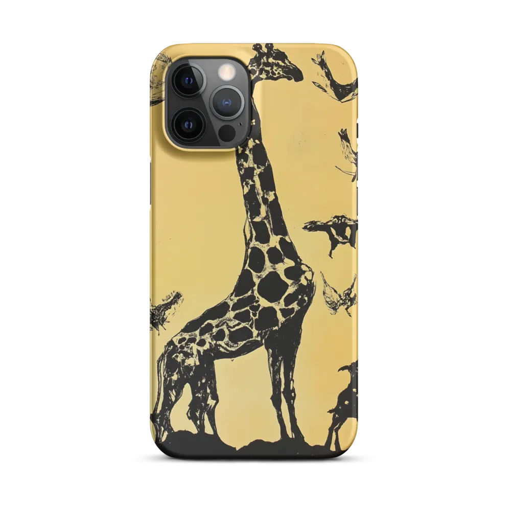 Whimsical Harmony of Giraffe and Birds