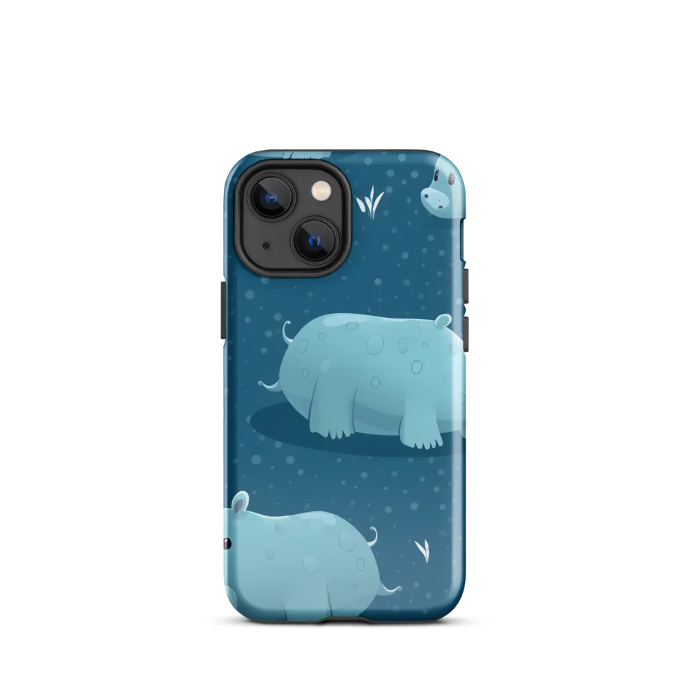 Whimsical Hippo Play | Phone Case |  13 mini | Tough Case | Glossy