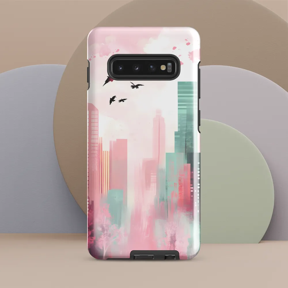 Dreamy Cityscape in Pink and Cyan | Phone Case |  S10 Plus | Tough Case | Glossy