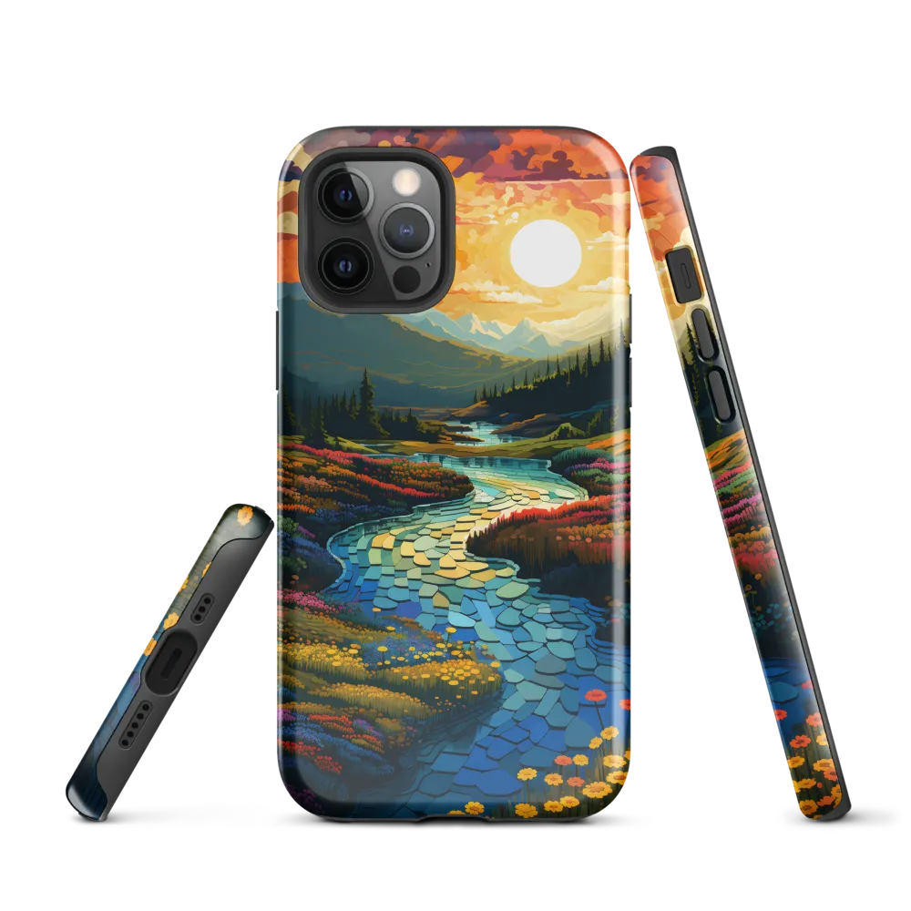 Serenity in Sunset: A Winding River's Embrace | Phone Case |  12 Pro | Tough Case | Glossy