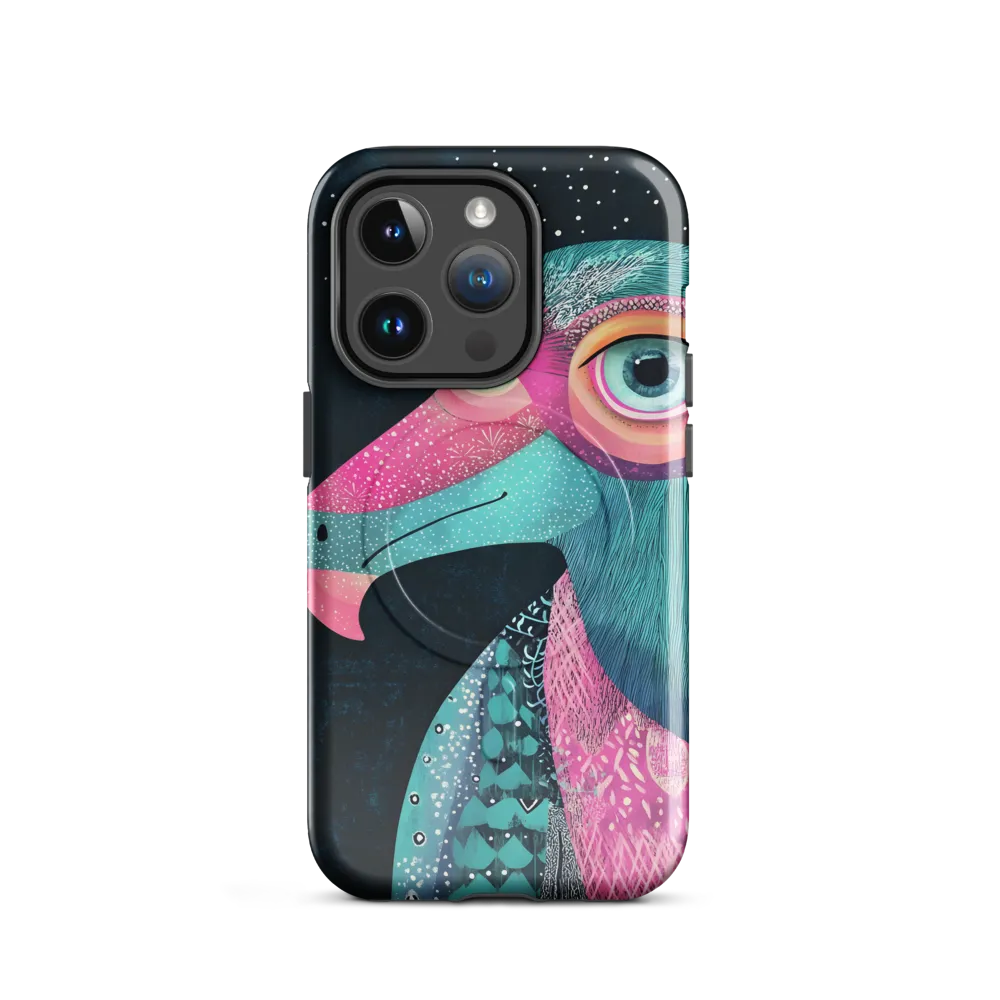 Whimsical Vulture: A Dance of Colors | Phone Case |  14 Pro | MagSafe® Tough Case | Glossy