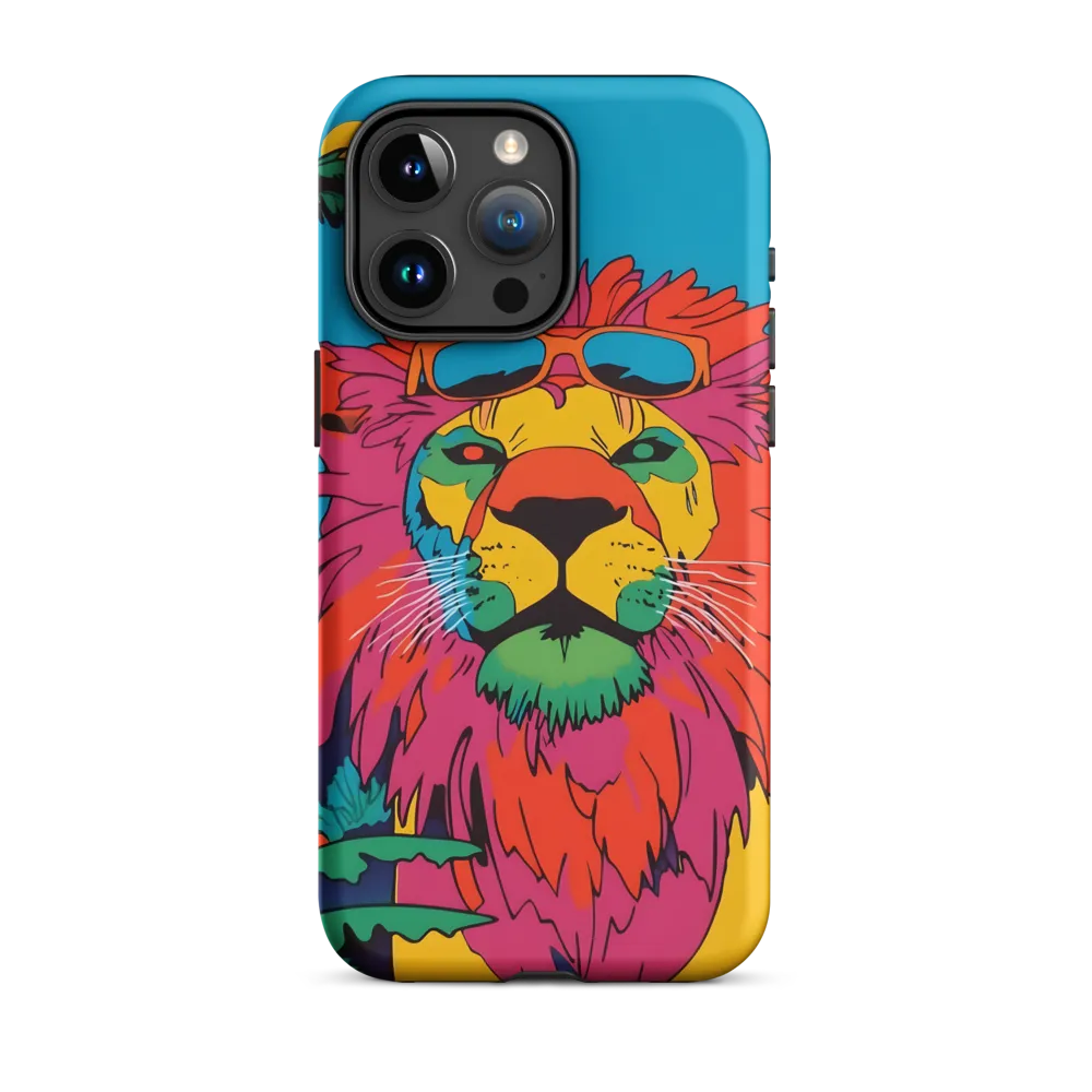 Lion with Sunglasses: A Vibrant Tropical Portrait