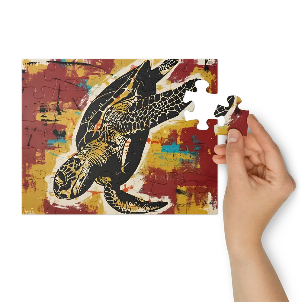 Sea Turtle Screenprint 
 Jigsaw Puzzle in Tin Box