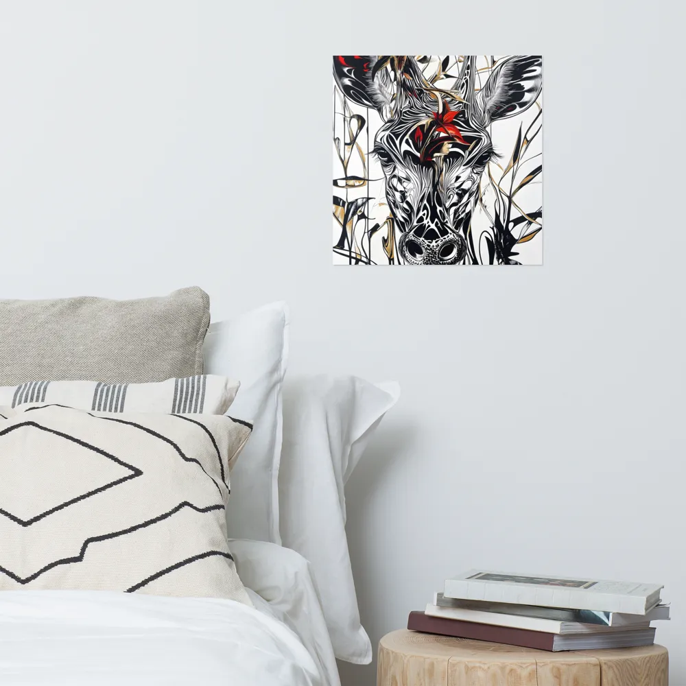 Floral Elegance: The Giraffe's Portrait | Poster | 16″×16″