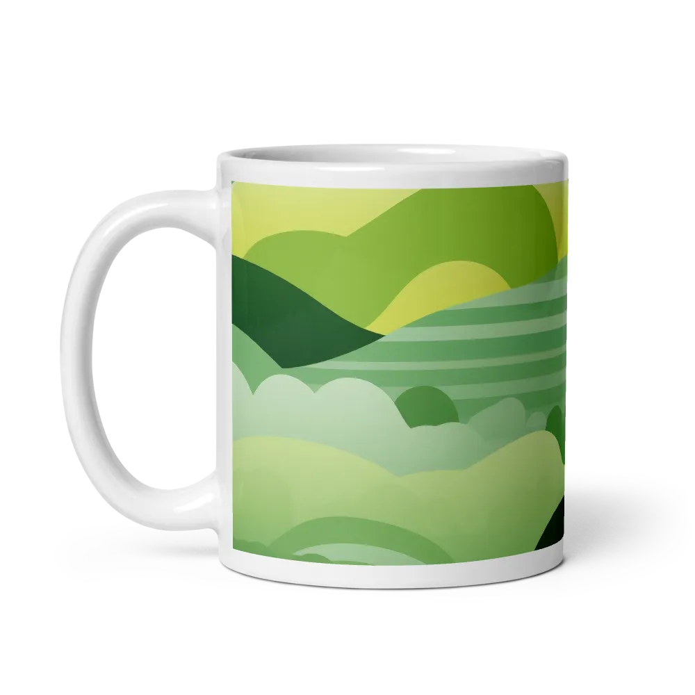 Tranquility in Green Waves | Mug with White inside | 11 oz