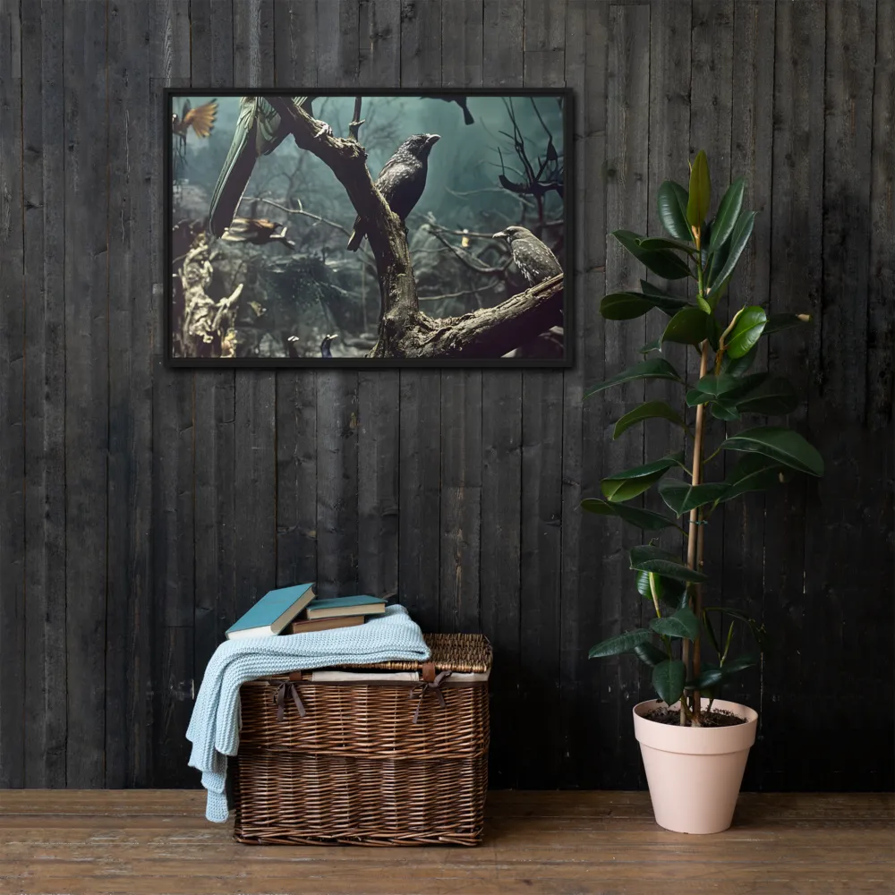 Whispers of the Avian Realm | Canvas with Black Frame | 24″×36″