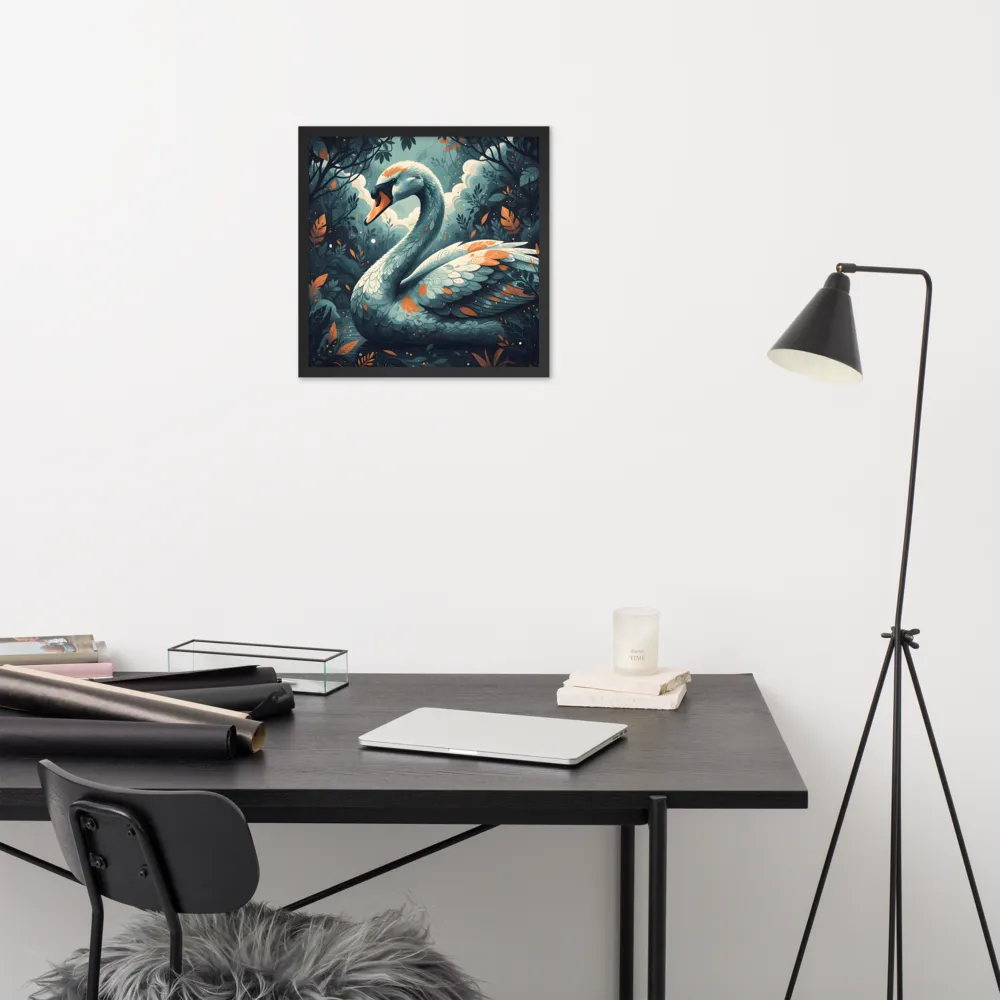 Grove Swan 
 Poster with Black Frame | 18″x 18″