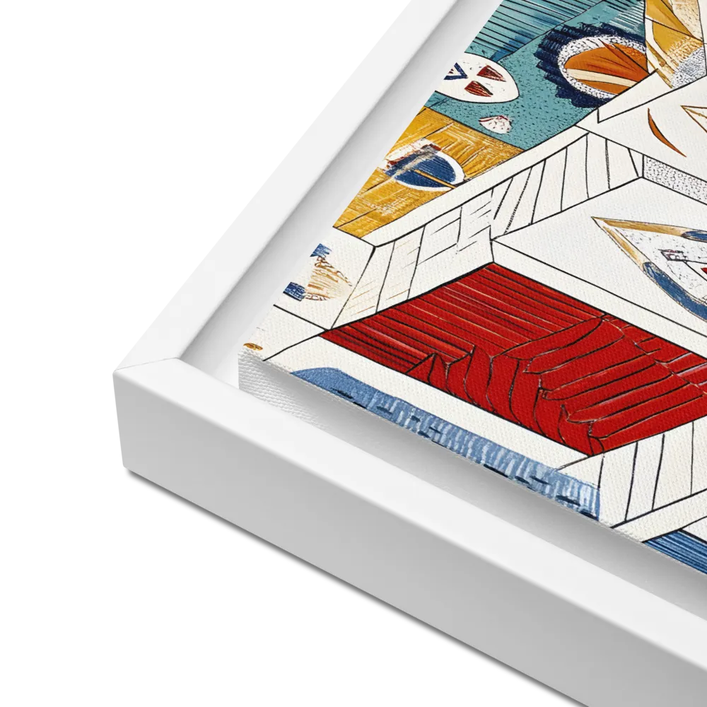 Symphony of Geometric Harmony | Canvas with White Frame | 12″×12″