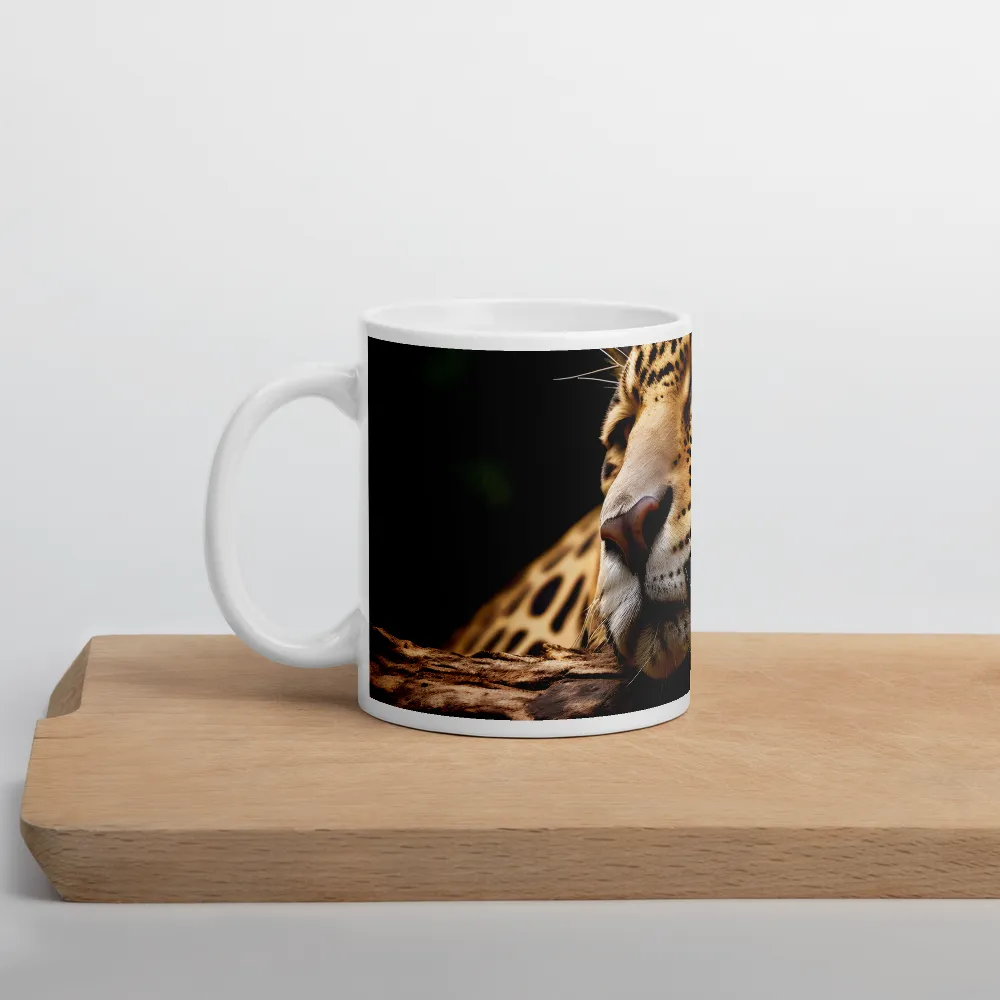 Tranquil Majesty: The Resting Leopard | Mug with White inside | 11 oz