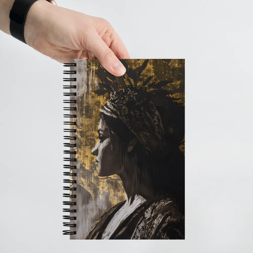 Golden Elegance: A Modern Profile Portrait | Spiral Notebook