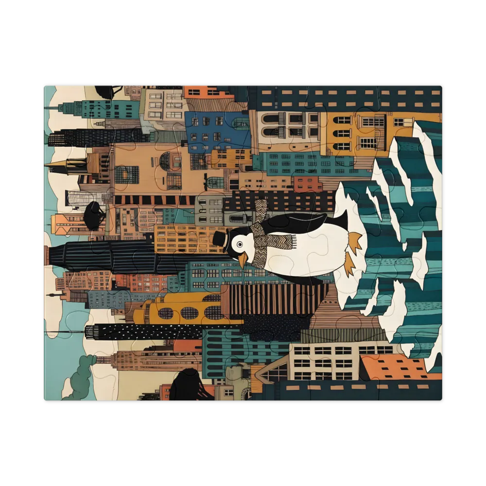 Urban Penguin 
 Jigsaw Puzzle in Tin Box