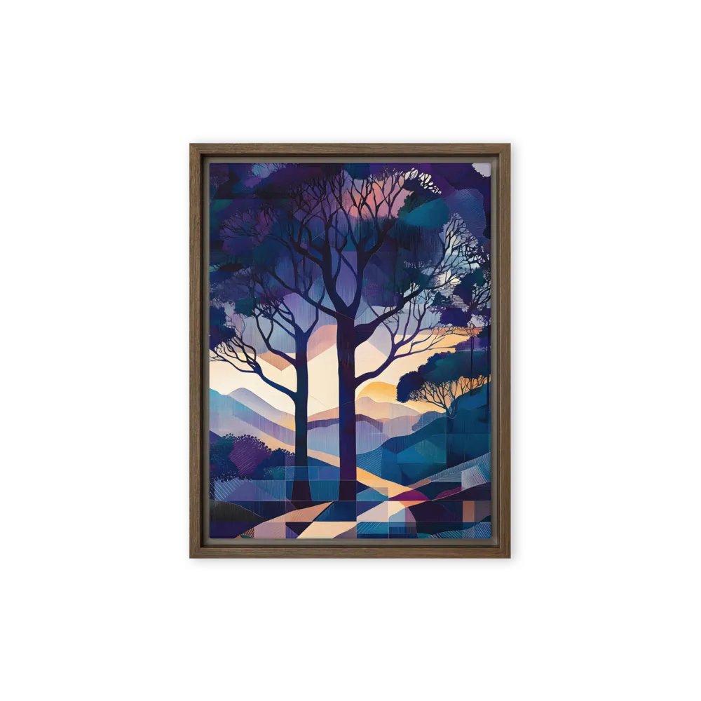 Tranquil Geometry: A Journey Through Color | Canvas with Brown Frame | 9″×12″