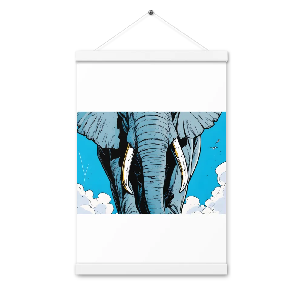 Majestic Presence: The Elephant | Poster With White Wood Hanger | 12″×18″