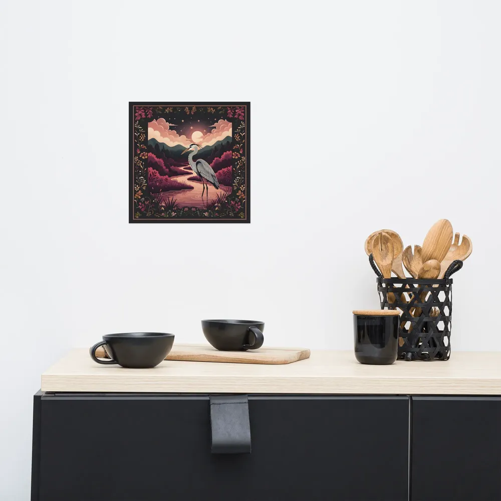 Moonlit Heron 
 Poster | 10″x 10″