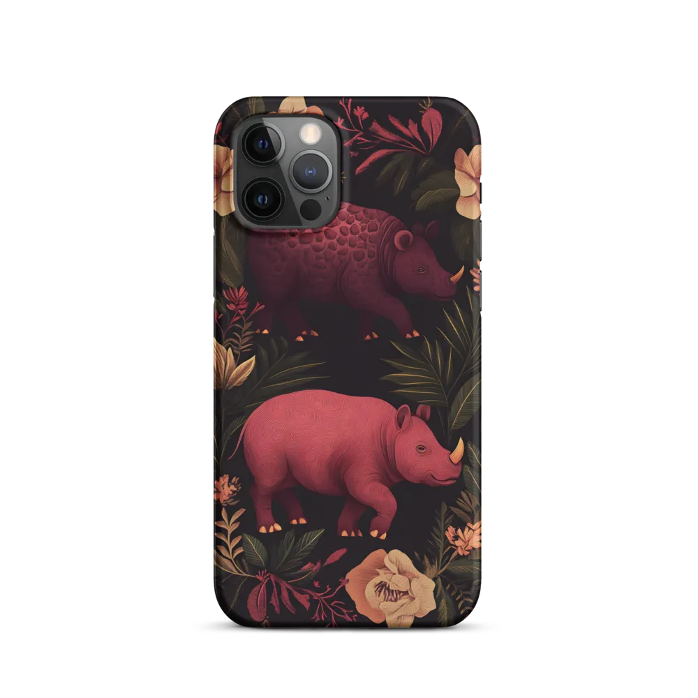 Rhinos in Floral Embrace