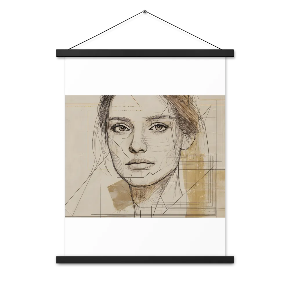 Geometric Elegance: A Modern Portrait | Poster With Black Wood Hanger | 18″×24″