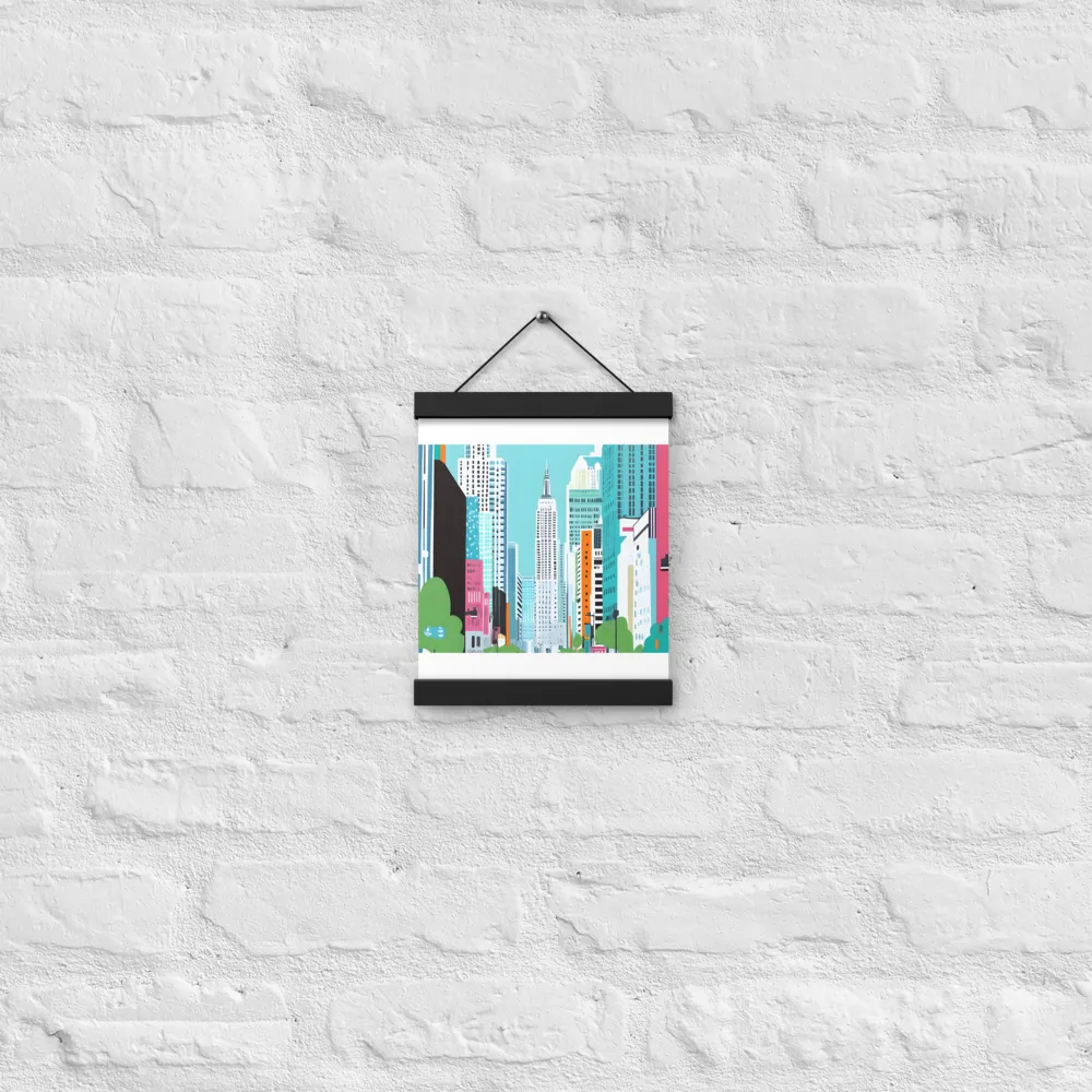 Urban Symphony: A Modern Cityscape | Poster With Black Wood Hanger | 8″×10″
