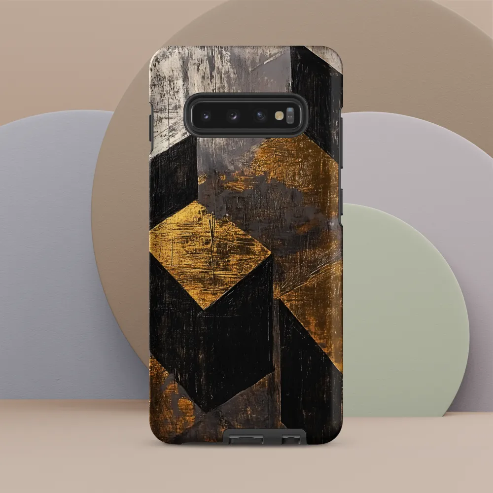 Geometric Harmony in Gold and Black | Phone Case |  S10 Plus | Tough Case | Matte