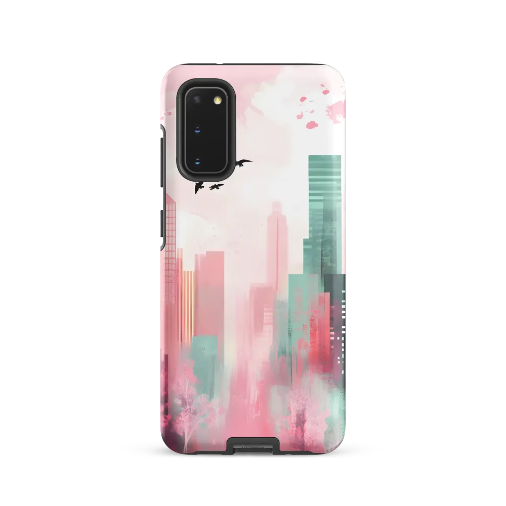Dreamy Cityscape in Pink and Cyan