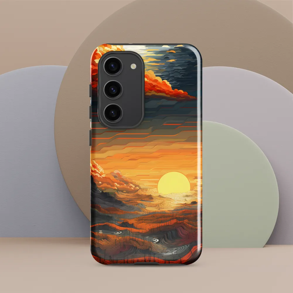 Ethereal Sunset: A Serene Landscape in Flowing Forms