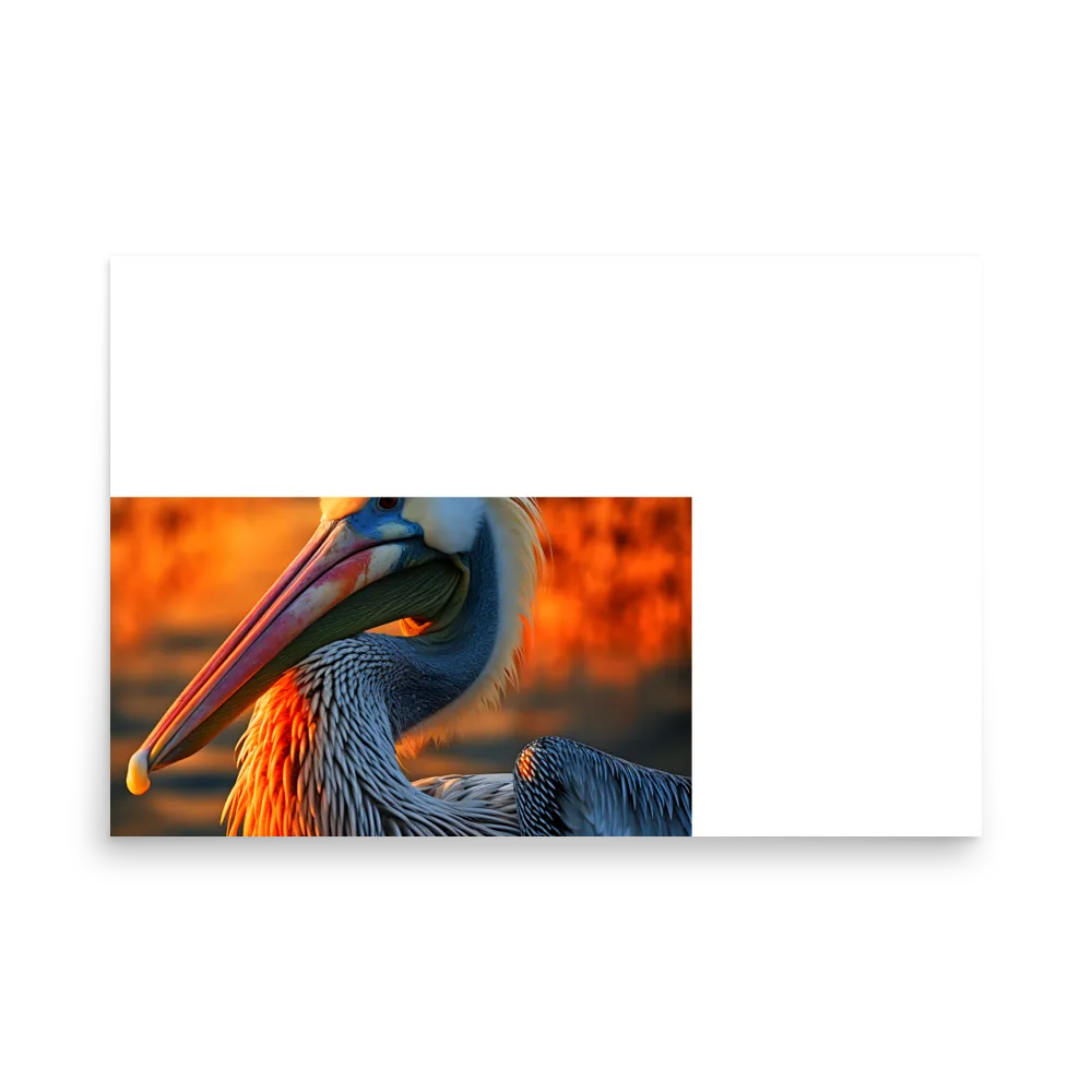 Elegance of the Pelican at Sunset | Poster | 24″×36″