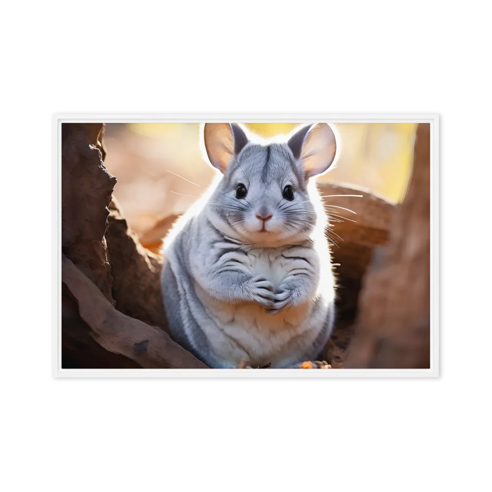 Gentle Whispers of Nature: The Chinchilla | Canvas with White Frame | 24″×36″