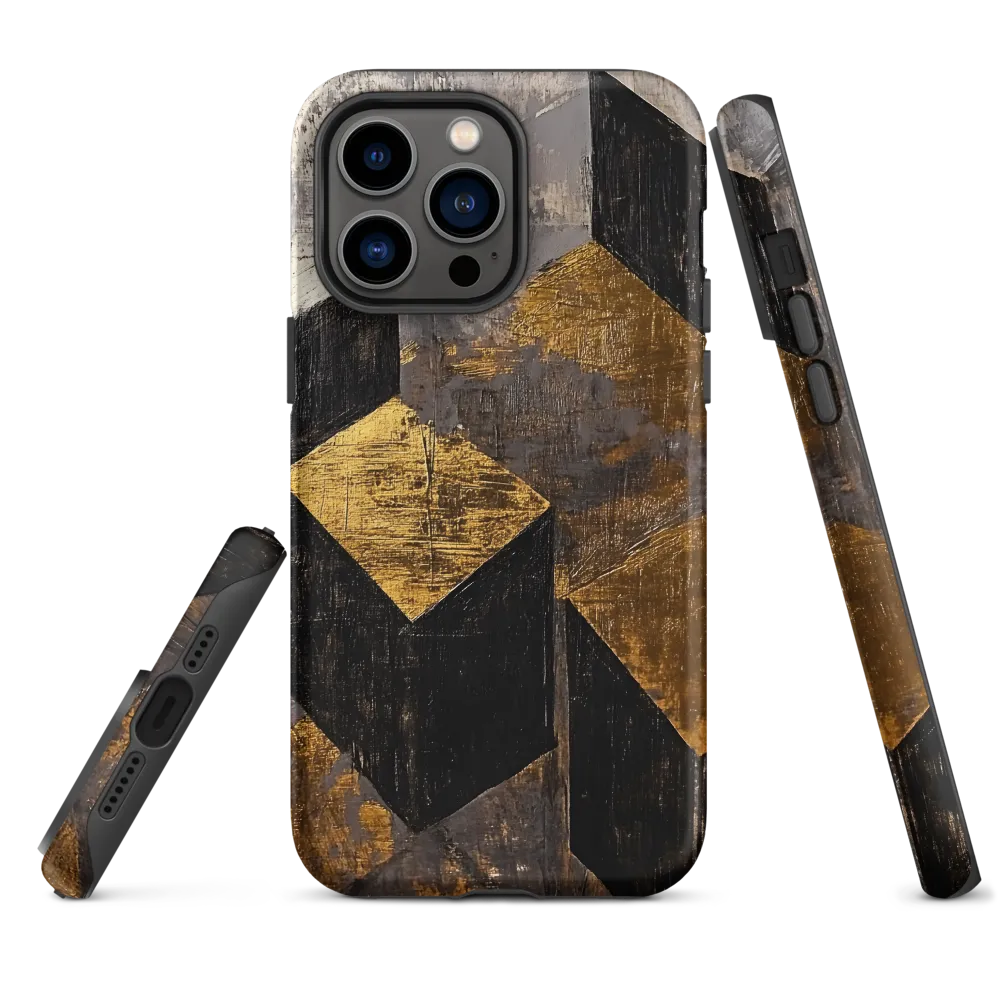 Geometric Harmony in Gold and Black | Phone Case |  14 Pro Max | Tough Case | Matte