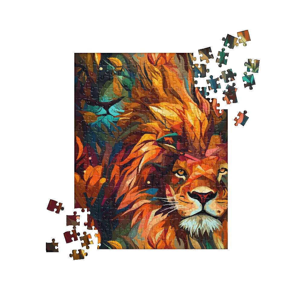 Majestic Gaze: The Polygonal Lion