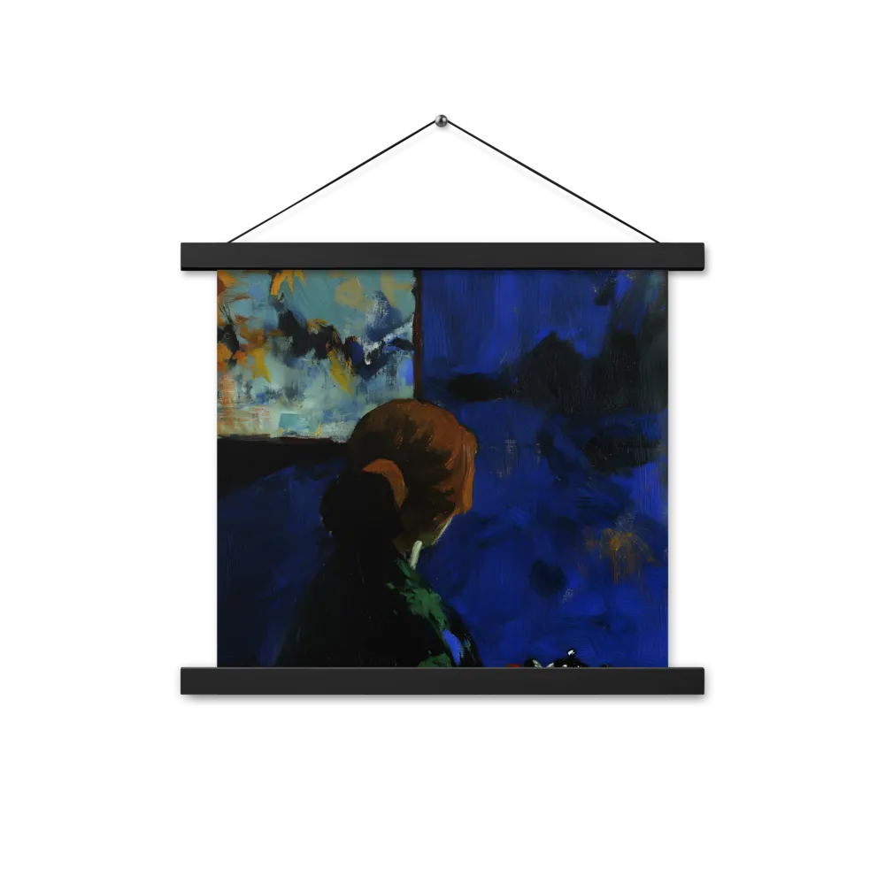 Contemplation Under the Night Sky | Poster With Black Wood Hanger | 14″×14″